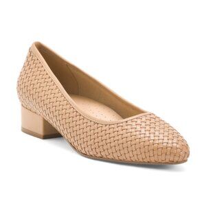 TROTTERS Leather Jade Woven Comfort Pumps